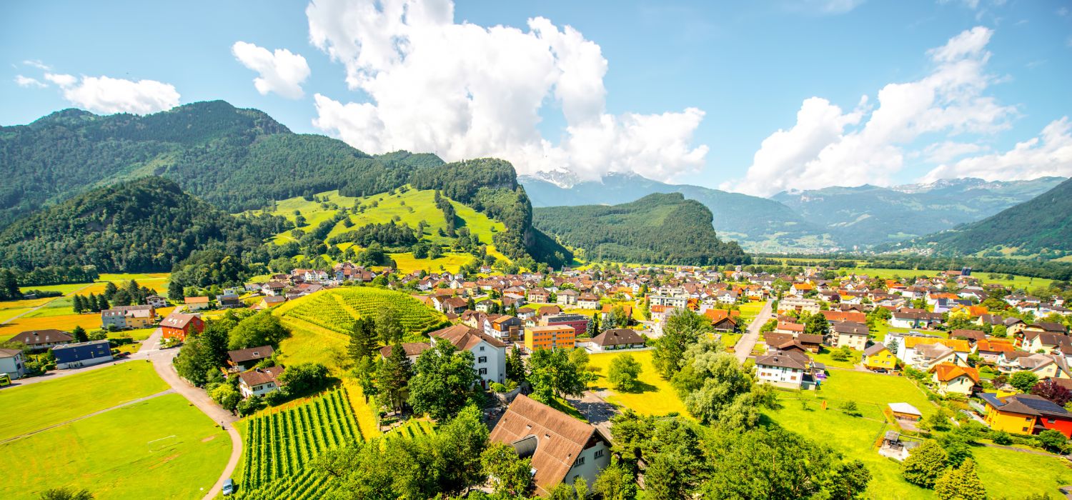 Landscape view on Balzers village in Liechtenstein