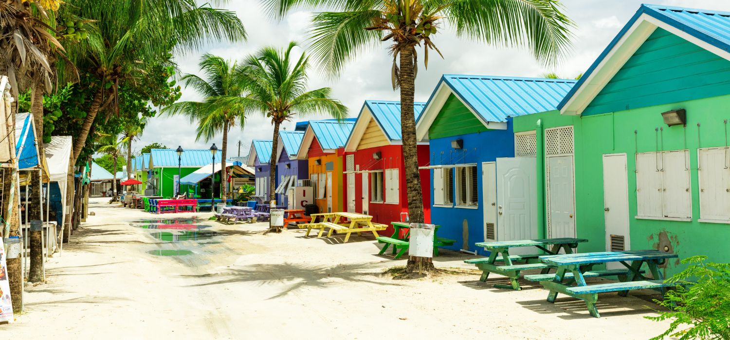 Colourful houses on the tropical island of Barbados