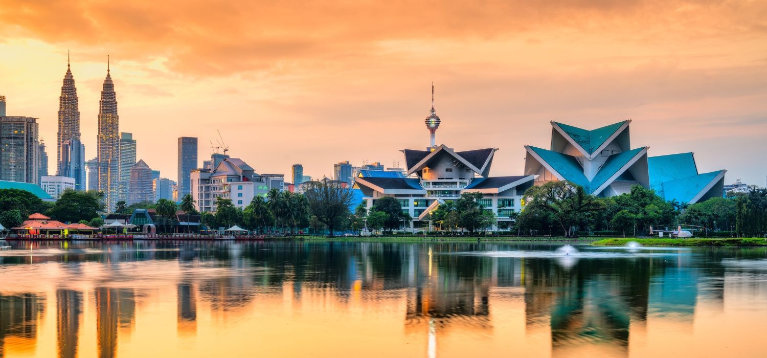 Kuala Lumpur, Malaysia. Sunset skyline from Titiwangsa Park