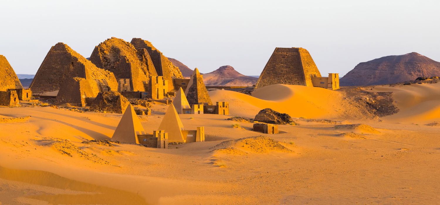 Meroe pyramids in the sahara desert, Sudan