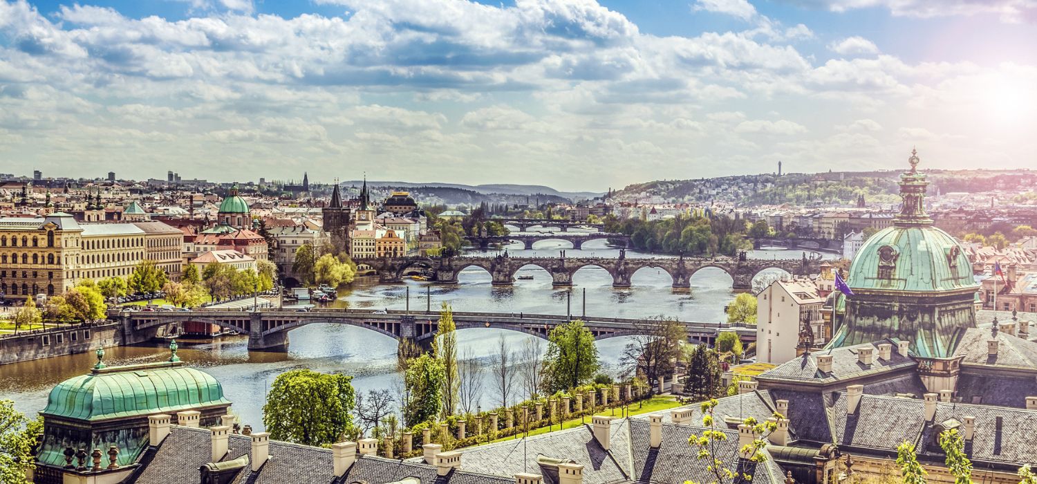 The skyline of Prague , Czech Republic